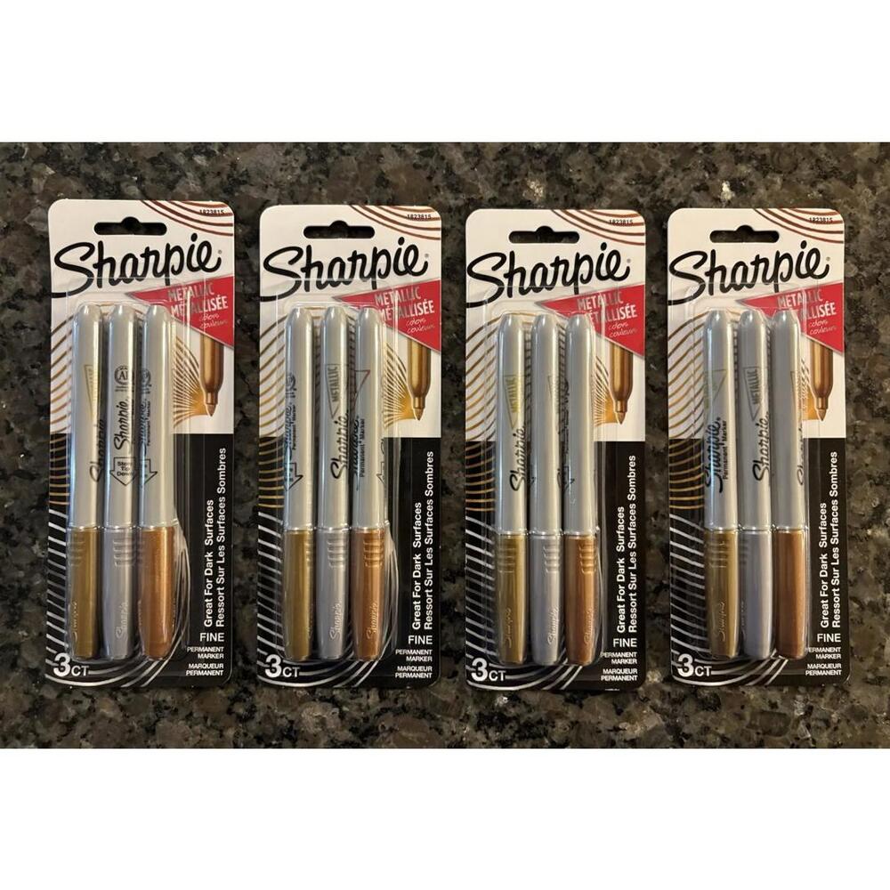 Sharpie Metallic Permanent Markers - 3 Count Pack - Qty 4